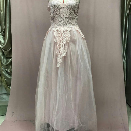 Women's A Line Tulle Beach Wedding Dresses for Bride Floral Lace Appliques V Neck Gowns