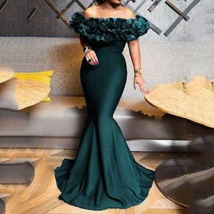 Women's Mermaid Prom Dresses Long Ruffled Off The Shoulder Formal Evening Gowns