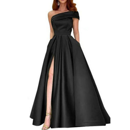 Women's Off Shoulder Prom Dresses A Line Split Long Wedding Party Dress Formal Ball Gown