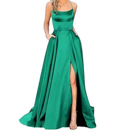 Women Formal Party Sexy Sleeveless Backless Slit Maxi Dress Elegant Evening Dresses