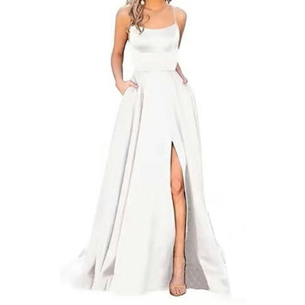 Women Formal Party Sexy Sleeveless Backless Slit Maxi Dress Elegant Evening Dresses