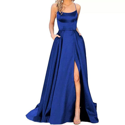 Women Formal Party Sexy Sleeveless Backless Slit Maxi Dress Elegant Evening Dresses