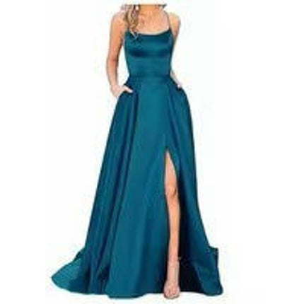 Women Formal Party Sexy Sleeveless Backless Slit Maxi Dress Elegant Evening Dresses