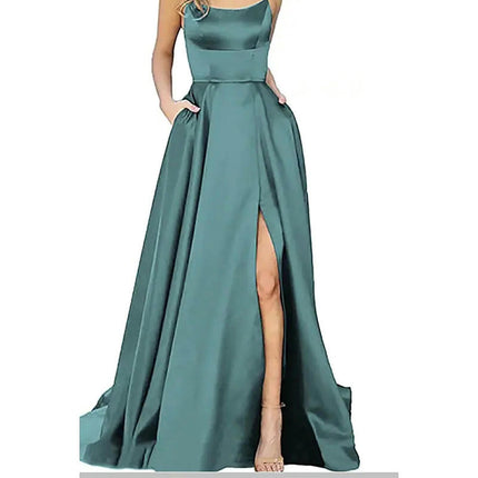 Women Formal Party Sexy Sleeveless Backless Slit Maxi Dress Elegant Evening Dresses 1