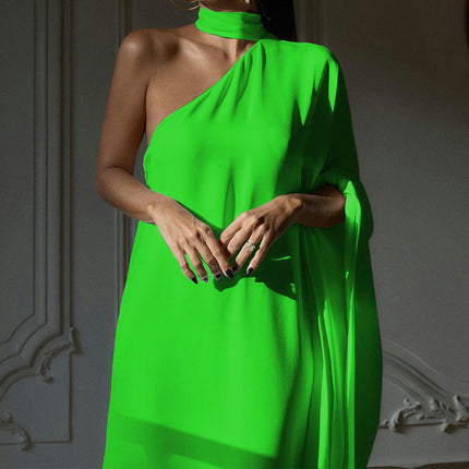 Women's Summer Maxi Dresses Halter Neck One Shoulder Loose Long Gown Dress