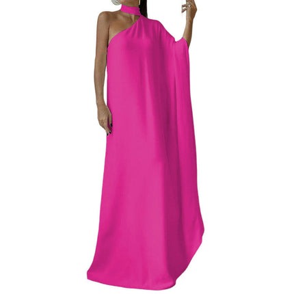 Women's Summer Maxi Dresses Halter Neck One Shoulder Loose Long Gown Dress