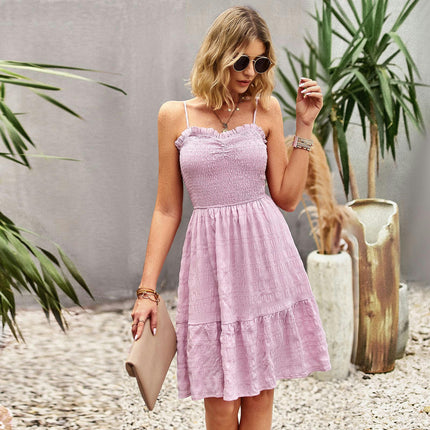 Women's Sleeveless Summer Sundress Spaghetti Strap A-Line Flowy Mini Dresses