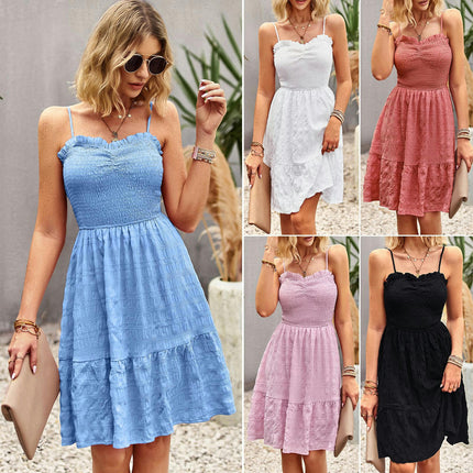 Women's Sleeveless Summer Sundress Spaghetti Strap A-Line Flowy Mini Dresses