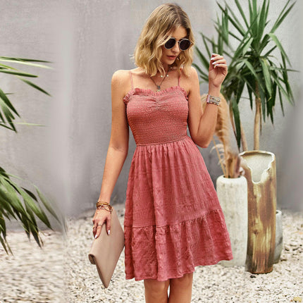 Women's Sleeveless Summer Sundress Spaghetti Strap A-Line Flowy Mini Dresses