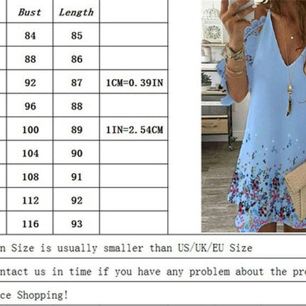 Womens Casual Summer Cold Shoulder Dress V Neck A-Line Mini Dresses