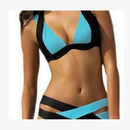 Womens Sexy Bikini Triangle Two Piece Swimsuit Color Block Bathing Suits