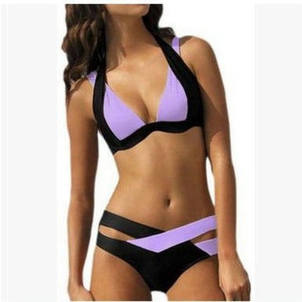 Womens Sexy Bikini Triangle Two Piece Swimsuit Color Block Bathing Suits