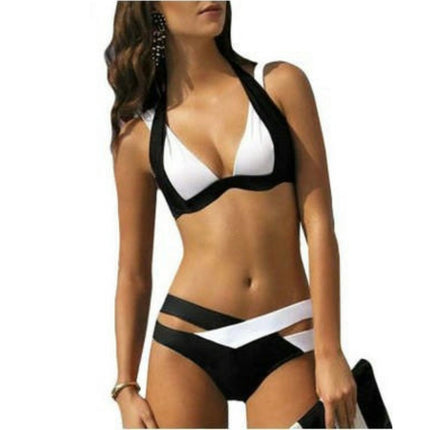 Womens Sexy Bikini Triangle Two Piece Swimsuit Color Block Bathing Suits