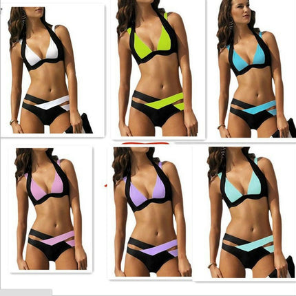 Womens Sexy Bikini Triangle Two Piece Swimsuit Color Block Bathing Suits