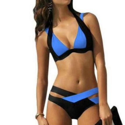 Womens Sexy Bikini Triangle Two Piece Swimsuit Color Block Bathing Suits