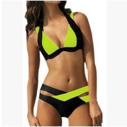 Womens Sexy Bikini Triangle Two Piece Swimsuit Color Block Bathing Suits