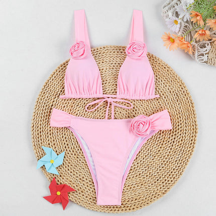 Women's Two Piece Bikini Swimsuit 3D Flower Cheeky Bathing Suits