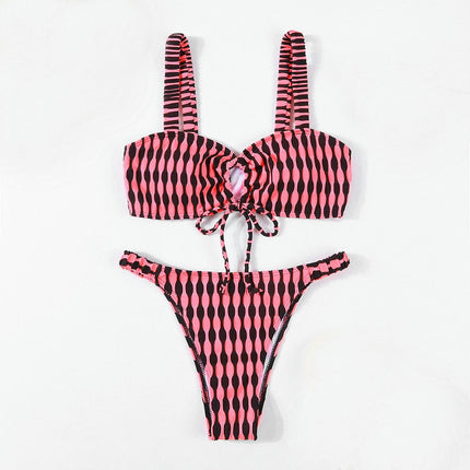 Women's 2 Piece Print Swimsuit Triangle Sexy Bikini Sets Bathing Suit