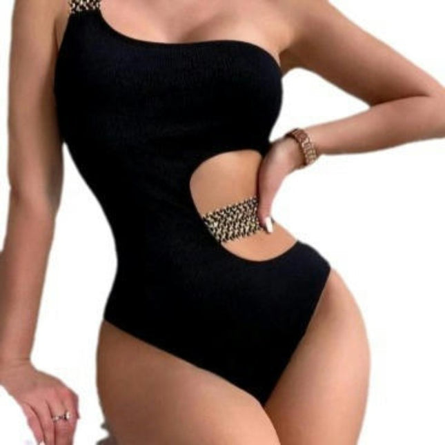 Women One Piece Swimsuits Cut Out Bathing Suit One Shoulder Swimwear Slimming Monokini