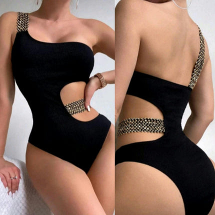 Women One Piece Swimsuits Cut Out Bathing Suit One Shoulder Swimwear Slimming Monokini