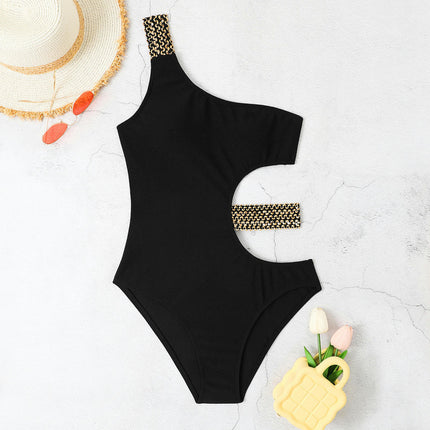 Women One Piece Swimsuits Cut Out Bathing Suit One Shoulder Swimwear Slimming Monokini