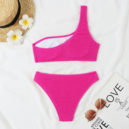 Women Bikini Set One Shoulder Two Piece Swimsuits Bathing Suits with Swimwear Bottom