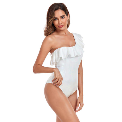 Women's One Piece Bathing Suit One Shoulder Swimsuits Ruffled Slimming Swimwear