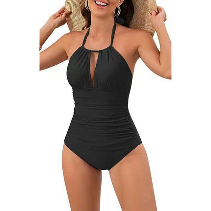 Women's One Piece Bathing Suit Halter Swimsuits Ruched Slimming Swimwear