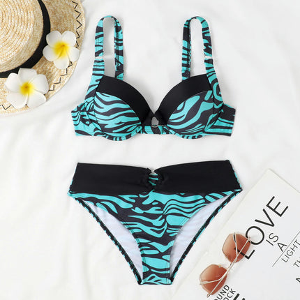 Women's Bikini Sets V Neck High Cut Bikini Swimsuit Two Piece Bathing Suits