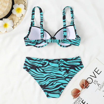 Women's Bikini Sets V Neck High Cut Bikini Swimsuit Two Piece Bathing Suits