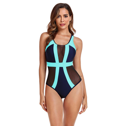 Women One Piece Sexy Mesh Tummy Control Swimsuit Push Up High Waisted Bathing Suit