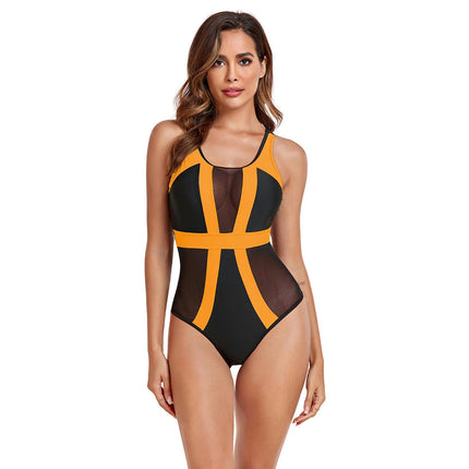 Women One Piece Sexy Mesh Tummy Control Swimsuit Push Up High Waisted Bathing Suit