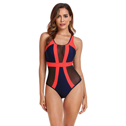 Women One Piece Sexy Mesh Tummy Control Swimsuit Push Up High Waisted Bathing Suit