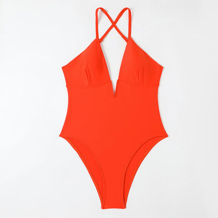 Women Sexy Deep V Neck One Piece Swimsuit Tummy Control Bathing Suit