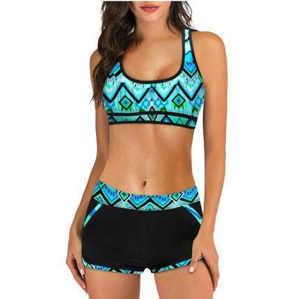 Two Piece High Waisted Swimsuit for Women Boys shorts Tankini Bathing Suit Bikini Set