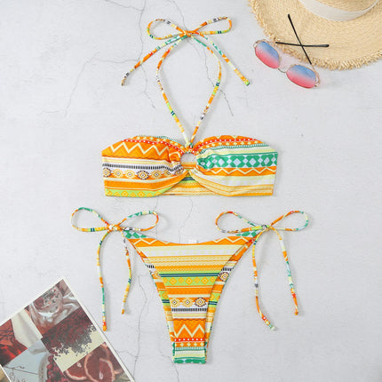 Women's String Bikini Sexy Beach Swimsuits Bathing Suit Tops Side Tie Triangle Thong Bottom Set