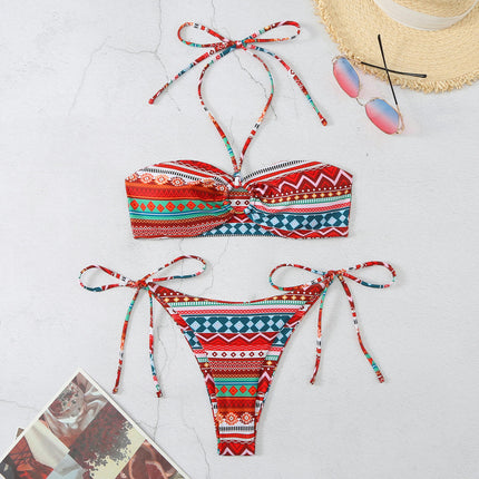 Women's String Bikini Sexy Beach Swimsuits Bathing Suit Tops Side Tie Triangle Thong Bottom Set