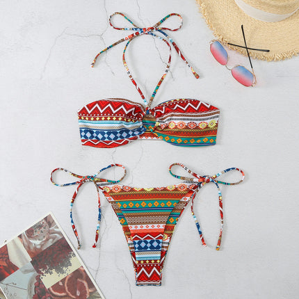 Women's String Bikini Sexy Beach Swimsuits Bathing Suit Tops Side Tie Triangle Thong Bottom Set