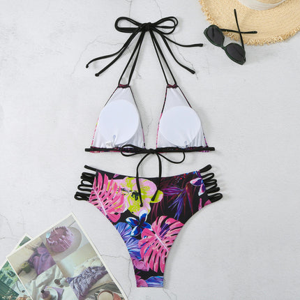 Women High Waisted High Cut Bikini Set Sexy Triangle Halter Two Piece Swimsuits