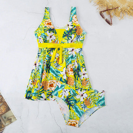 Women Tankini Top with Bikini Bottom Printed Beach Swimwear Two Piece Bathing Suits Set