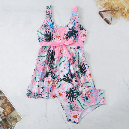 Women Tankini Top with Bikini Bottom Printed Beach Swimwear Two Piece Bathing Suits Set