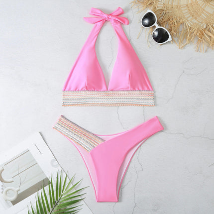 Women 2 Piece Sexy Halter String High Cut Triangle Bikini Set Thong Swimsuit