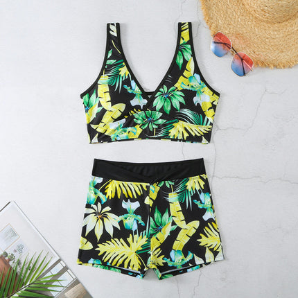 Women's 2 Piece Bathing Suits V Neck High Waisted Bikini Shorts Swimsuit