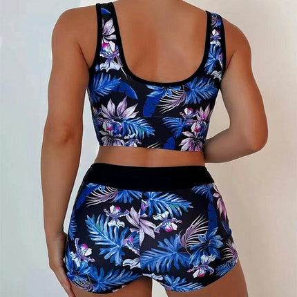 Women's 2 Piece Bathing Suits V Neck High Waisted Bikini Shorts Swimsuit