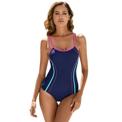 Womens One Piece Swimsuit Athletic Swimwear Bathing Suits Color Block Sport Swimsuits