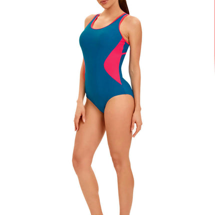 Women One Piece Sports Swimwear Athletic Swimsuits Color Block Bathing Suits