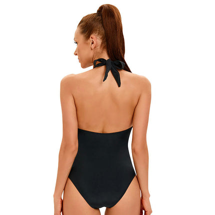 Women V Neck One Piece Swimsuit Tummy Control Swimwear Front Twist Bathing Suits