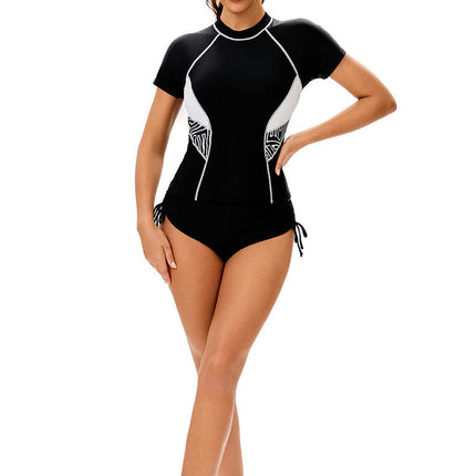 Two Piece Swimsuits for Women Short Sleeve Tops with Shorts Athletic Bathing Suit Swimwear