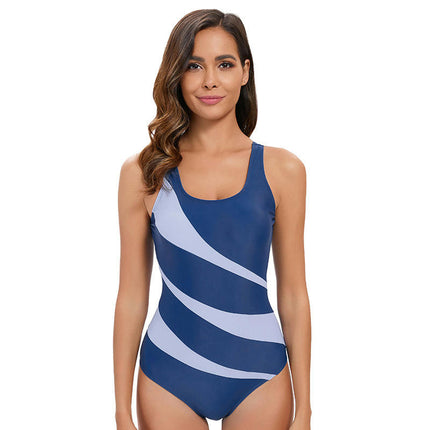 Women One Piece Swimsuits Athletic Swimwear Color Block Slimming Bathing Suit