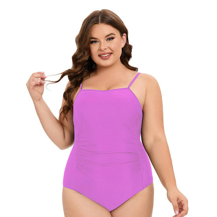 Women's One Piece Swimsuit Plus Size Spaghetti Strap Bathing Suit Ruched Swimwear